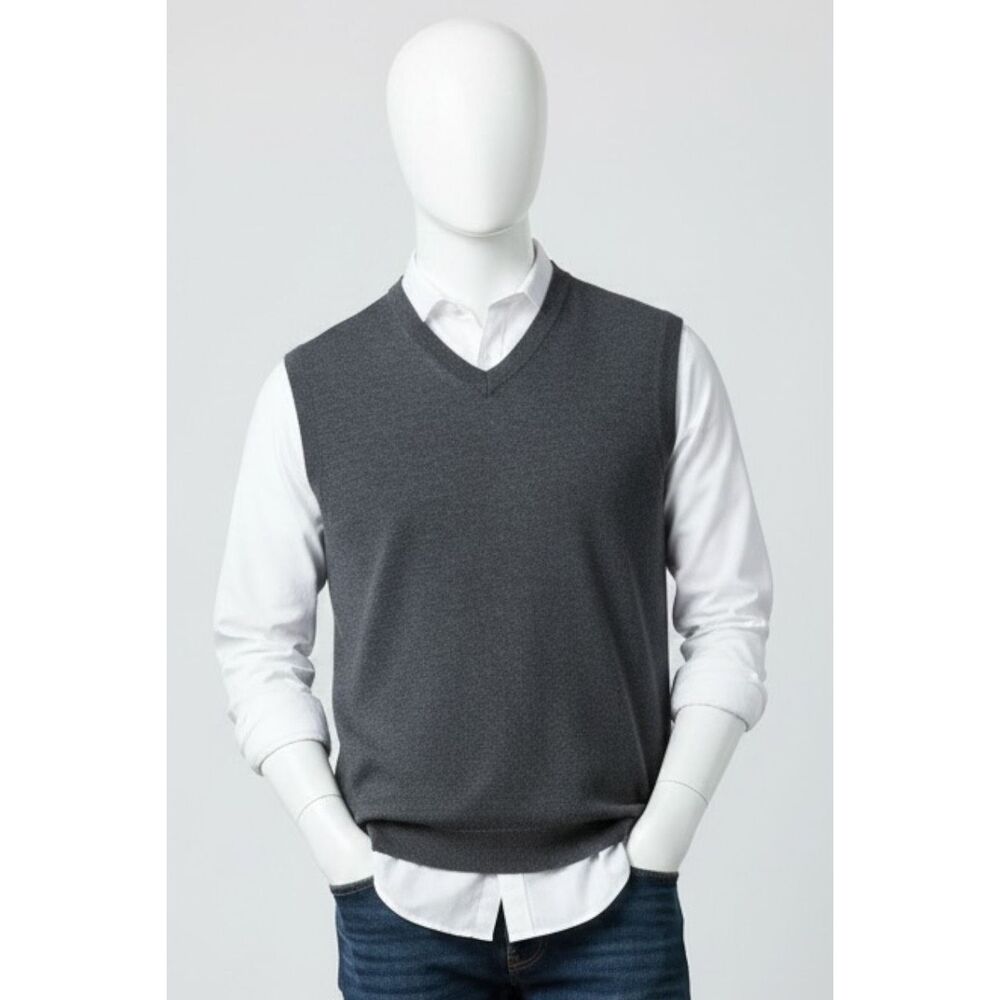 Turnbury Extra Fine Merino Wool Sweater Vest – Approx. Size XL – Charcoal Grey